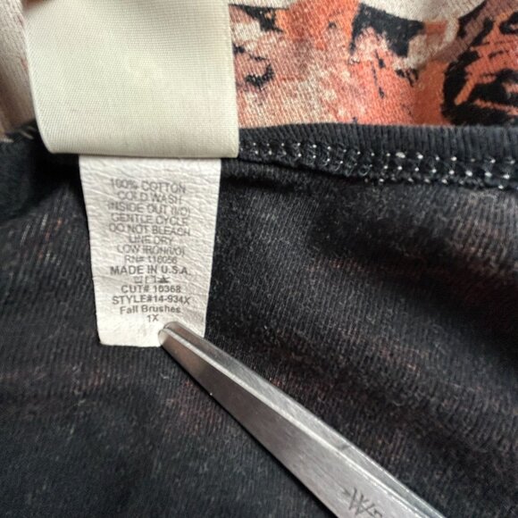 Jess & Jane Womens 1X Fall Brushes Top Abstract Print 100% Cotton Made In USA - Picture 4 of 7